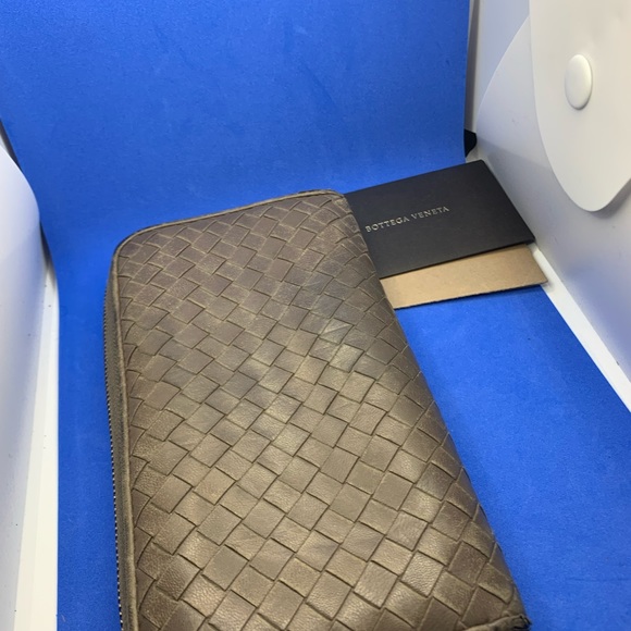 Bottega Veneta Brown nappa leather Intreciato continental zip up zippy wallet